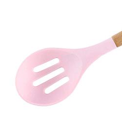 Pink Storage Bucket with Wooden Handle Silicone Kitchenware Nonstick Shovel Kitchen Utensils Cooking