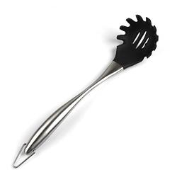 Dana Carrie Stainless Steel Kitchenware kitchen spatula 304 stainless steel silicone kitchen utensils heat resistant silicone spatula non-stick inner pot, Black-scoop