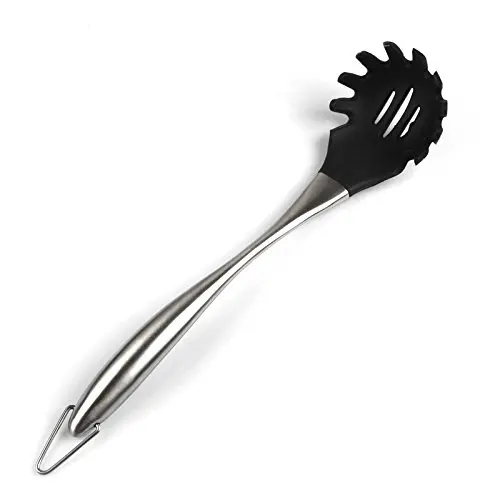 Dana Carrie Stainless Steel Kitchenware kitchen spatula 304 stainless steel silicone kitchen utensils heat resistant silicone spatula non-stick inner pot, Black-scoop