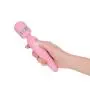 Pure Love Silicone Vibrating Wand and Personal Massager, Pink Color, Rechargeable and Multi-Speed with Swarovski Crystal Button, Quilted Handle, Adult Sex Toy, Body Massager