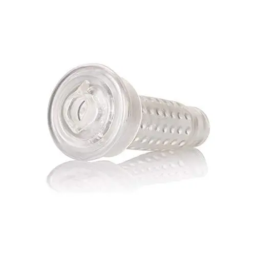 CalExotics Optimum Series Stroker Pussy Pump Sleeve - Male Silicone Masturbation Sleeve - 6.25 Inch Adult Male Masturbator Sex Toy ? Clear