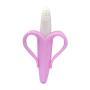 Binory Infants Banana Training Toothbrush and Teether, 100% Food Grade Silicone Teething Toys,BPA-Free Easy to Hold and Clean,Baby Health Care Gift for Toddlers 3-12 Months and Up Boy Girl(Pink)