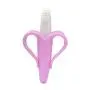 Binory Infants Banana Training Toothbrush and Teether, 100% Food Grade Silicone Teething Toys,BPA-Free Easy to Hold and Clean,Baby Health Care Gift for Toddlers 3-12 Months and Up Boy Girl(Pink)