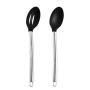 Hjyi Silicone Kitchen Cooking High temperature resistant silicone kitchenware stainless steel tube handle silicone spatula Hedge powder grip (set of 8 pieces)
