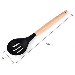 SKYyao Kitchen utensil set Wooden Handle Silicone Kitchenware 5 piece set non-stick pot kitchen tool shovel scraping spoon cooking kitchenware silicone
