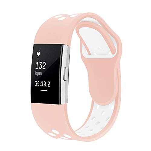 Hanlesi Bands Compatible with Fitbit Charge 2, Soft Silicone Breathable Fashion Sport Strap for Fit bit Charge2 Replacement Original Accessory