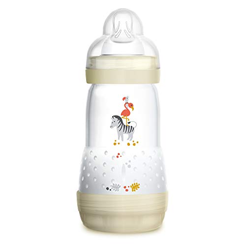 MAM Baby Bottles for Breastfed Babies, MAM Baby Bottles Anti Colic, White, 9 Ounces, 1-Count