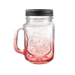 Glass Drinking Jars - Fashionable Vintage Mason Glass Drinking Jar Bottles Cup 500ml 17oz Red - Jars Shakers Glass Essentials Mason Pepper Kitchenware Salt Drinking Decor Vintage Home Ears Lid