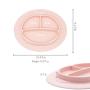 Kcuina 6 Piece Baby Feeding Set- Includes 2 Silicone Bibs, 1 Strong Suction Divided Plate, 1 Strong Suction Bowl & 2 Soft Spoon Set- Food Grade & FDA Approved Silicone (Pink/Gray)?