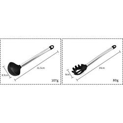 JunbosiKitchenware Silicone Kitchenware Set Stainless Steel Handle Cooking Spoon Shovel 8 Piece Set High Temperature Kitchen Tool Set
