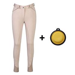 HR Farm Ladies Middle Rise Full Seat Silicone Knit Breeches Women Riding Pants with 1 Dog Bowl