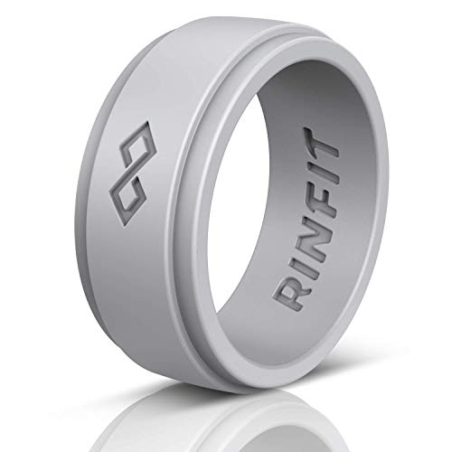 Rinfit Silicone Wedding Ring for Men 1 or 3 Rings Pack. Designed, Safe & Soft Mens Silicon Rubber Bands. Comfortable & Durable Wedding Band Replacement. U.S. Design Patent Pending. Size 7-14