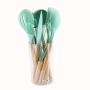 9 Sets Spoon Of Silica Gel Kitchenware With Wooden Handle Silicone Spoon