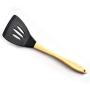 Hjyi Silicone Kitchen wooden Handle Silicone Kitchenware 7 pieces set high temperature resistant cooking shovel spoon non stick pot spatula kitchen tool Set