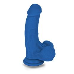 Lickerlish Lucky 6.5" Premium Silicone Dildo Blue with Suction Cup, 13 Ounce