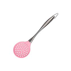Pink/Black Stainless Steel Handle Silicone Cooking Tool Sets Egg Beater Spoon Spatula Kitchenware Kitchen Utensils Sets,Slotted Spoon Pink