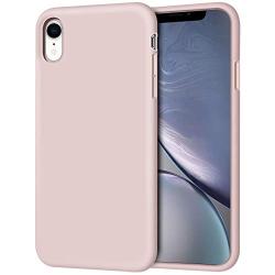 iPhone XR Case, Anuck Soft Silicone Gel Rubber Bumper Phone Case with Anti-Scratch Microfiber Lining Hard Shell Shockproof Full-Body Protective Case Cover for Apple iPhone XR 6.1" 2018 - Pink Sand