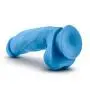 Blush Neo Elite 7 Inch Silicone Dual Density Cock with Balls Realistic Suction Cup Dildo, Sex Toy for Women, Neon Blue