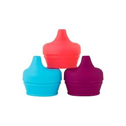 Boon Snug Silicone Sippy Lids, Pink/Purple/Blue