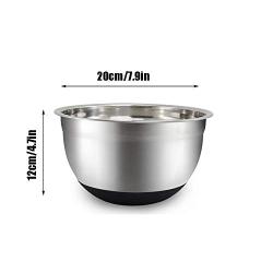 ZA Stainless Steel Mixing Bowl with Ergonomic Non-Slip Silicone Base Professional Kitchenware, Kitchen Utensil Easy Clean Bowl (Size : M)