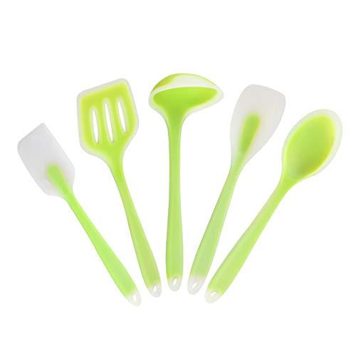JunbosiKitchenware Silicone Kitchenware 5 Piece Set One-Piece Translucent High Temperature Cooking Spoon Shovel Spoon Shovel Set Kitchenware