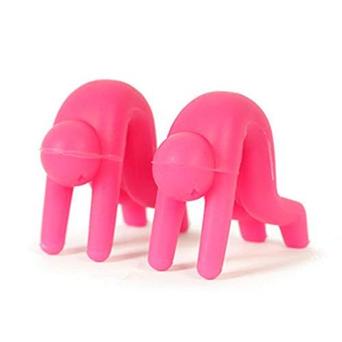 Pot Lid Holder Silicone Anti Overflow Spill Tool Pot Small Person Shape Bracket for Chopsticks Kitchenware Pink (3)