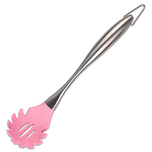 Dana Carrie Stainless Steel Kitchenware kitchen spatula 304 stainless steel silicone kitchen utensils heat resistant silicone spatula non-stick inner pot, pink-scoop
