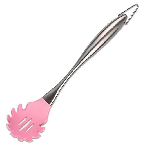 Dana Carrie Stainless Steel Kitchenware kitchen spatula 304 stainless steel silicone kitchen utensils heat resistant silicone spatula non-stick inner pot, pink-scoop