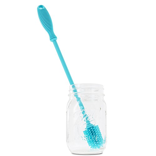 Best Bottle Brush Cleaning Tool - Silicone - Long Handle, Flexible Ergonomic Design - Scratch-Free Brush - For Sports Bottles, Baby Bottles, Thermoses, Tumblers, Glasses, Hydro Flask