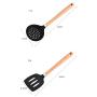 JunbosiKitchenware, Wooden Handle, Silicone Kitchenware, 8 Sets, Non-Stick Shovel Spoon Set, Household High Temperature Cooking Shovel,Gray