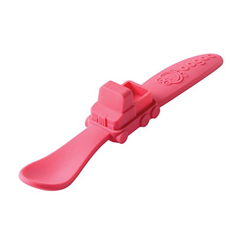 High-Grade Silicone Feeding Spoon Gentle on Gums. Fun Shape Toddlers Love! Truck, Pink