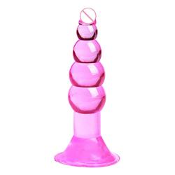 Winzfred 10.5x2.5cm Medical Silicone An?l Dilator Dilo Beads Plugs Strong Suction Cup 5 Balls Stīmulator Six Toys for Women Men