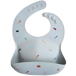 Mushie Silicone Baby Bib | Adjustable Fit Waterproof Bibs (Retro Cars)