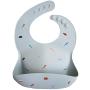 Mushie Silicone Baby Bib | Adjustable Fit Waterproof Bibs (Retro Cars)