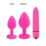 AnLing 4pcs/Set Silicone Beginner Anales Trainer Kits Men and Women Share Pleasure Trainer Kits and 10-Speeds Toy (Pink)