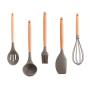 TANGON High Temperature Resistance Silicone Cooking kitchenware Gadget Set Include Blender Soup Spoon Colander Shovel with Wooden Handle