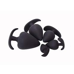 Caobodong0758 Enjoy at Any time 5PCS 5pcs/Set Silicone Anales Plugs Men and Women Share Pleasure Trainer Toys -Black caobodong0758