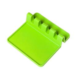 BESTONZON Kitchen Utensil Rest Mat Heat Resistant Ladle Fork Mat Silicone Spoon Rest Kitchenware Drying Mat (Green)