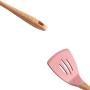 HUShjsd 5 Piece Set Of Silicone Kitchenware, Silicone Stick Kitchen Set, Non-stick Silicone Kitchen Cooking Spoon Shovel Set，Baking And Mixing - Ergonomic Flexible Silicone Spatula (Color : Pink)