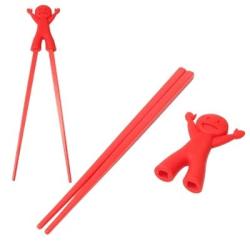 Kitchen Supplies Kitchenware Smile Cartoon Doll Plastic Chopsticks with Silicone Cap Tableware Tool Accessories (Color : Red)