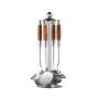 YCRCZT Kitchenware Set, Stainless Steel Cookware Set of 5, Fried Shovel Spatula Colander Spoon Spoon Powder Fishing + Kitchen Rack,