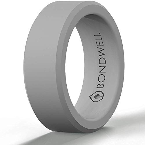 BONDWELL Silicone Wedding Ring for Men Save Your Finger & A Marriage Safe, Durable Rubber Wedding Band for Active Athletes, Military, Crossfit, Weight Lifting, Workout