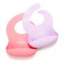 Ullabelle Set of 2 Waterproof Silicone Bibs for Girls - Minimalist Design for The Modern Parent - Easy to Clean with Wide Pocket That Prevents Stains! (Lilac/Rose)