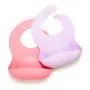 Ullabelle Set of 2 Waterproof Silicone Bibs for Girls - Minimalist Design for The Modern Parent - Easy to Clean with Wide Pocket That Prevents Stains! (Lilac/Rose)