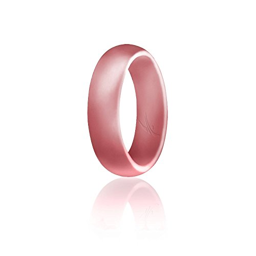 ROQ Silicone Wedding Ring for Women, Affordable Silicone Rubber Wedding Bands, 7 Packs, 4 Pack & Singles - Glitters & Metallic - Rose Gold, Silver, Pink, Black, Blue
