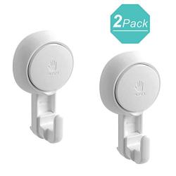 Teletrogy Suction Hooks Vacuum Suction Cup Hooks for Shower Powerful Shower Hooks Suction Wall Hooks for Tiled Walls Bathroom Hooks for Towels Chrome Loofah Robe -Utility Hooks 2 Pack