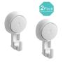 Teletrogy Suction Hooks Vacuum Suction Cup Hooks for Shower Powerful Shower Hooks Suction Wall Hooks for Tiled Walls Bathroom Hooks for Towels Chrome Loofah Robe -Utility Hooks 2 Pack