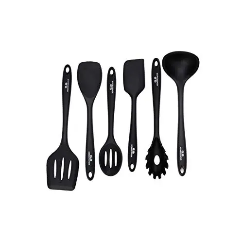 6 Pcs Kitchenware Silicone Kitchen Utensils Set Heat Resistant Cooking Tools In Color Black Kitchen Helper Hot Sale,Kt009