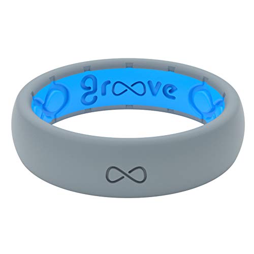 Groove Life - Silicone Ring for Men and Women Wedding or Engagement Rubber Band with Lifetime Coverage, Breathable Grooves, Comfort Fit, and Durability - Thin Solid