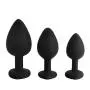 Ronri Anal Sex Trainer, Silicone Heart Shaped Jeweled Butt Plugs, Anal Sexy Toys Kit for Starter Beginner Men Women Couples (Black, S#)